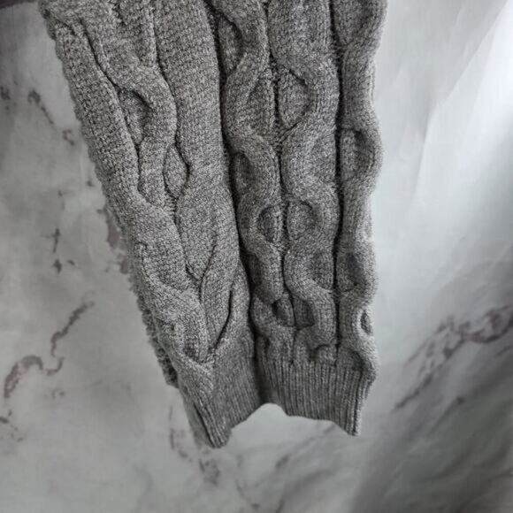 By Anthropologie Sweater Womens Small Gray Cable Knit Mock Neck Wide Arm - Picture 4 of 12